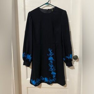Ted Baker London Navy Blue Dress with Floral Accents